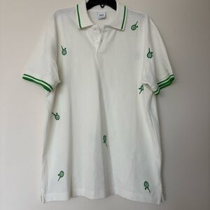 Zara Men’s White Polo with Green Tennis Racket Embroidery
